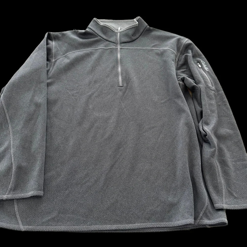 Cabelas Mens XL Gray Quarter Zip Pullover Performance shirt top grey active